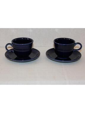 Homer Laughlin Fiesta Cobalt Blue Cup and Saucer - Set of 2
